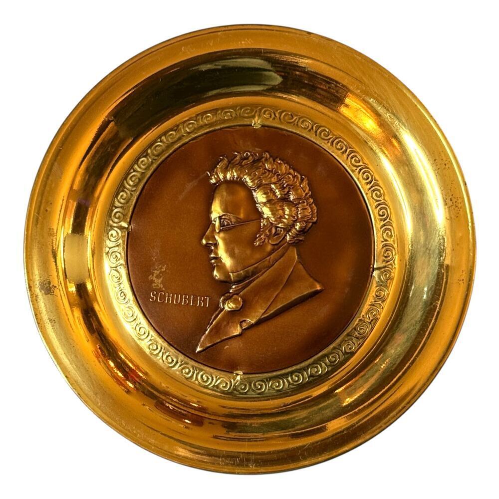 Vintage Brass Schubert Wall Plate High Polish Made in England